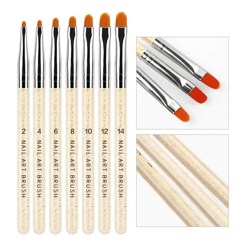7Pcs Acrylic Nail Art Pen Tips UV Builder Gel Painting Brush Manicure Set Hot