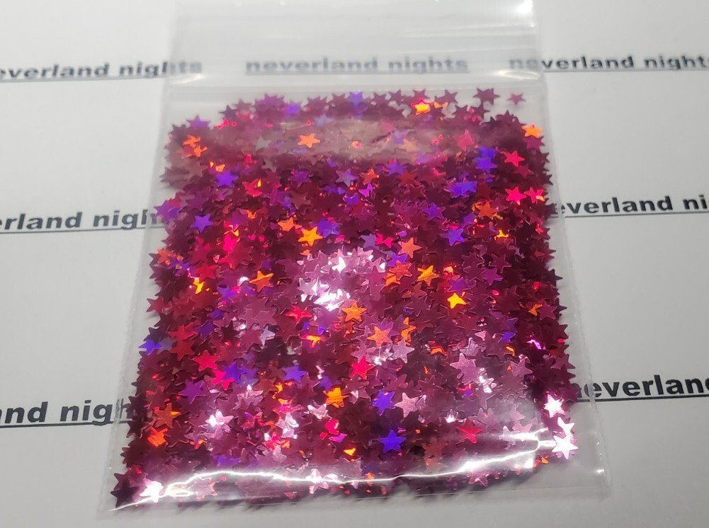 Holographic Red Dark Pink “Berry” Star Shape Glitter HOLO for nails, acrylic 3g