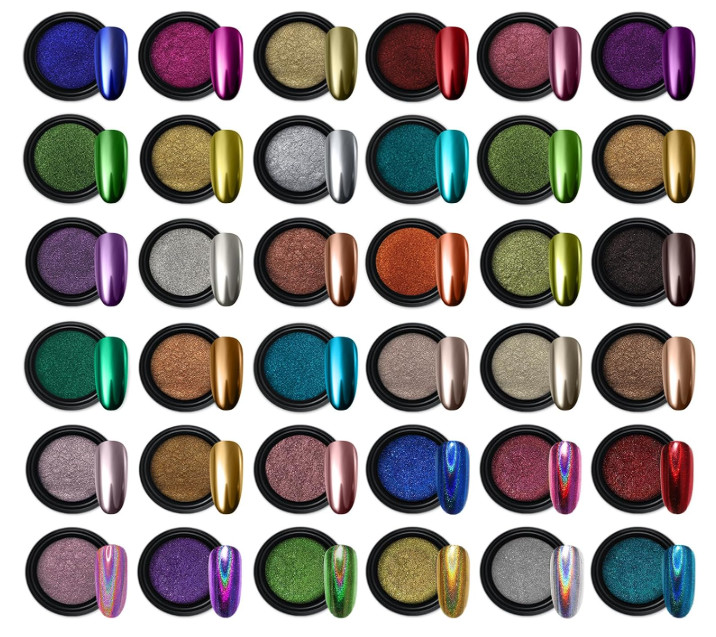 Artdone 36 Colors Chrome Nail Powder Nail Art Metallic Mirror Effect New