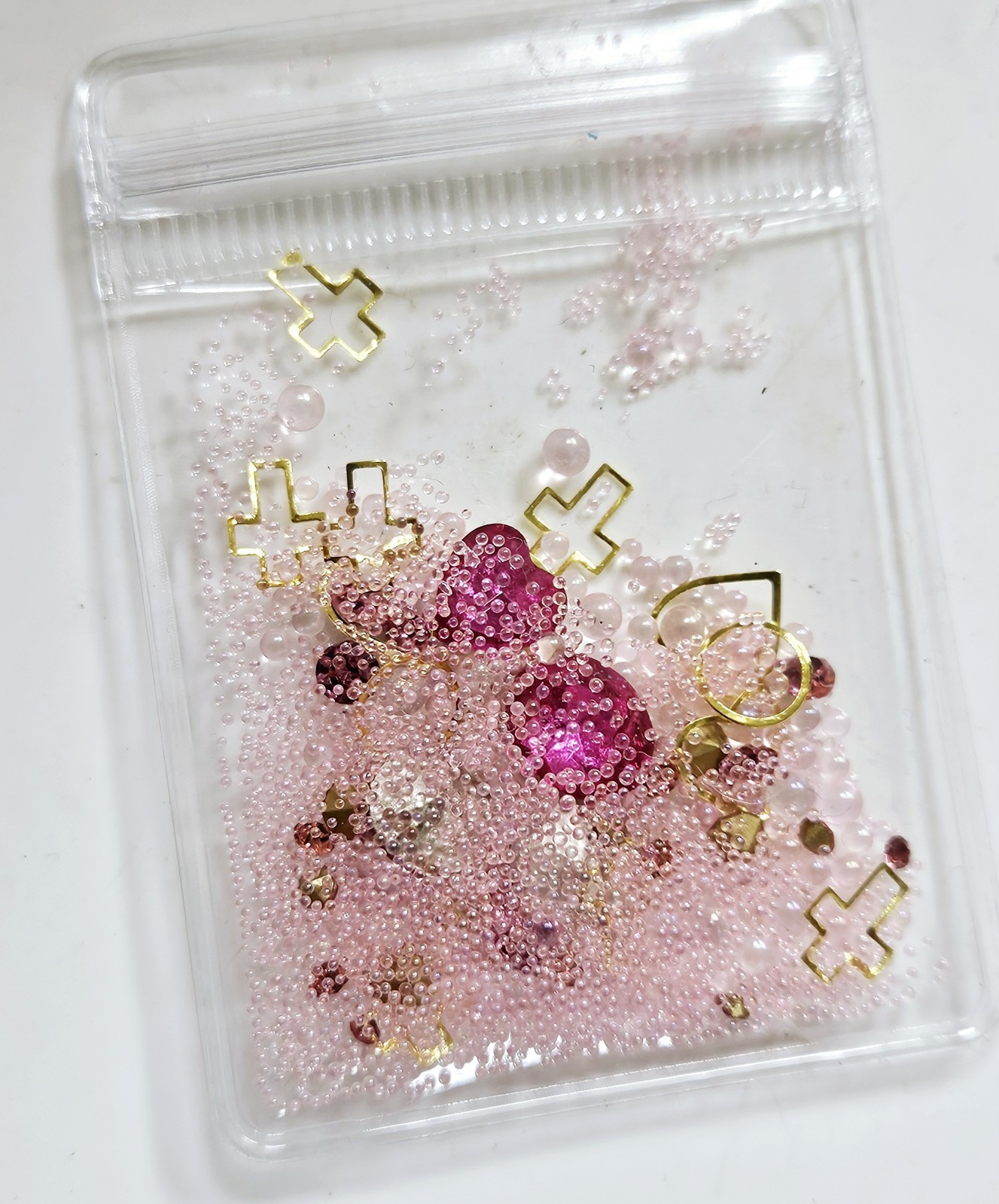 NWT NAIL ART DESIGN GEMS, BEADS & FINDINGS MIXTURE: DEEP PINK CRYSTAL!