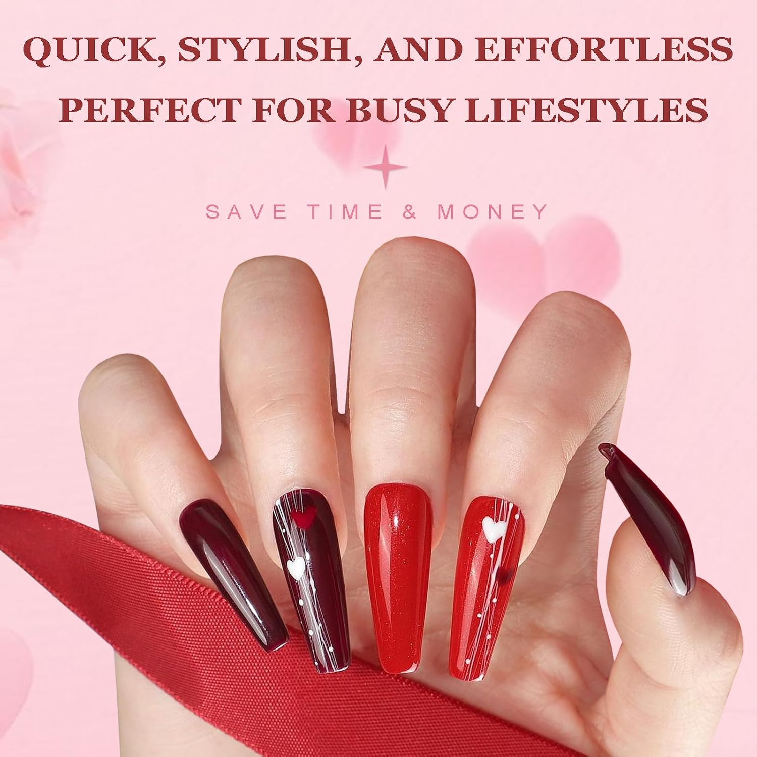 Coffin Press on Nails Long, 576Pcs Coffin Fake Nails Full Cover Long Glossy Ball