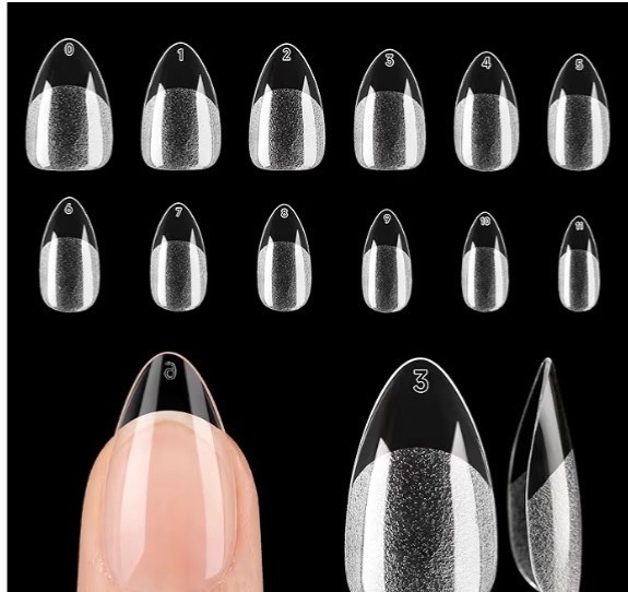 4 Pack UNA GELLA Extra Short Almond Nail Tips 2016PCS Full Cover Soft Gel Clear