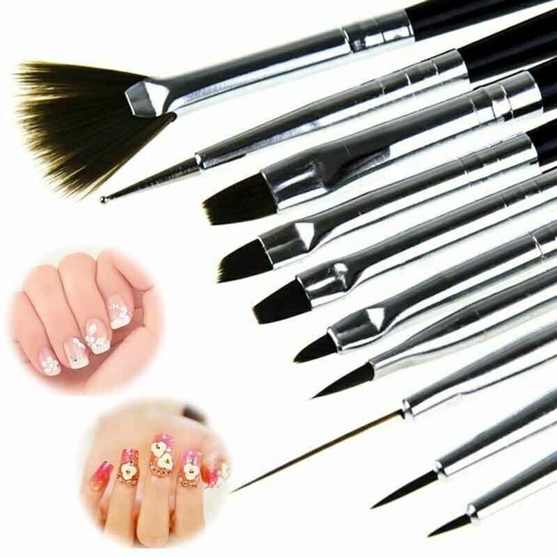 Professional Nail Art Brush 10 pcs Set UV Gel Painting Gel Design Dotting Detail
