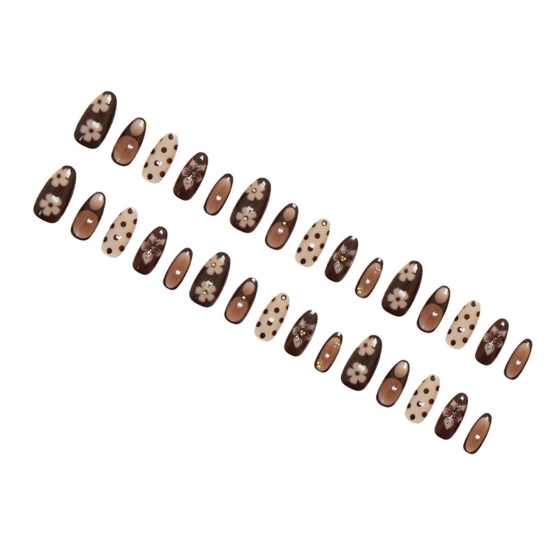 30Pcs Set Artificial Nail for Various Hand Size Multiple Size Retro Polkas Dots