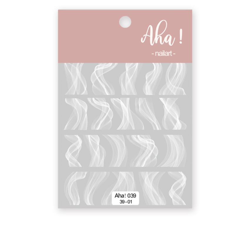 Black White French Nail Art Sticker Decal 3D Self-Adhesive Semi Transparent NS44