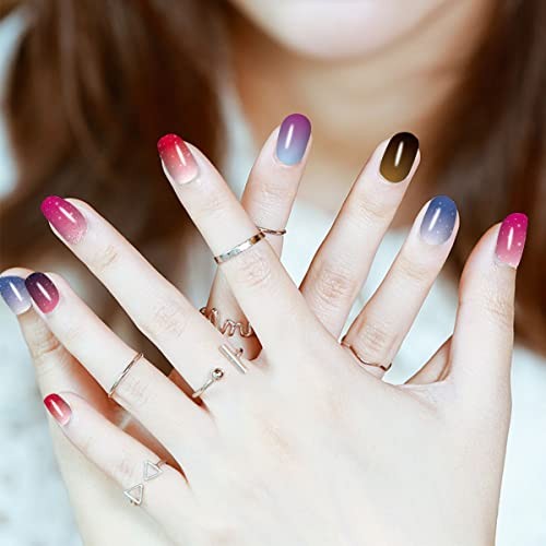 168 Pieces 12 Sheets Glitter for Short Nails Self Gradient Color Nail Wraps