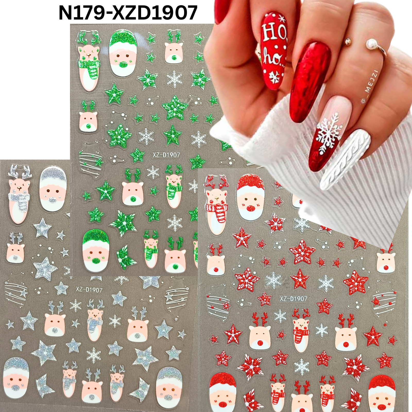 Christmas Reindeer 3D Nail Stickers – Cute Holiday Nail Art