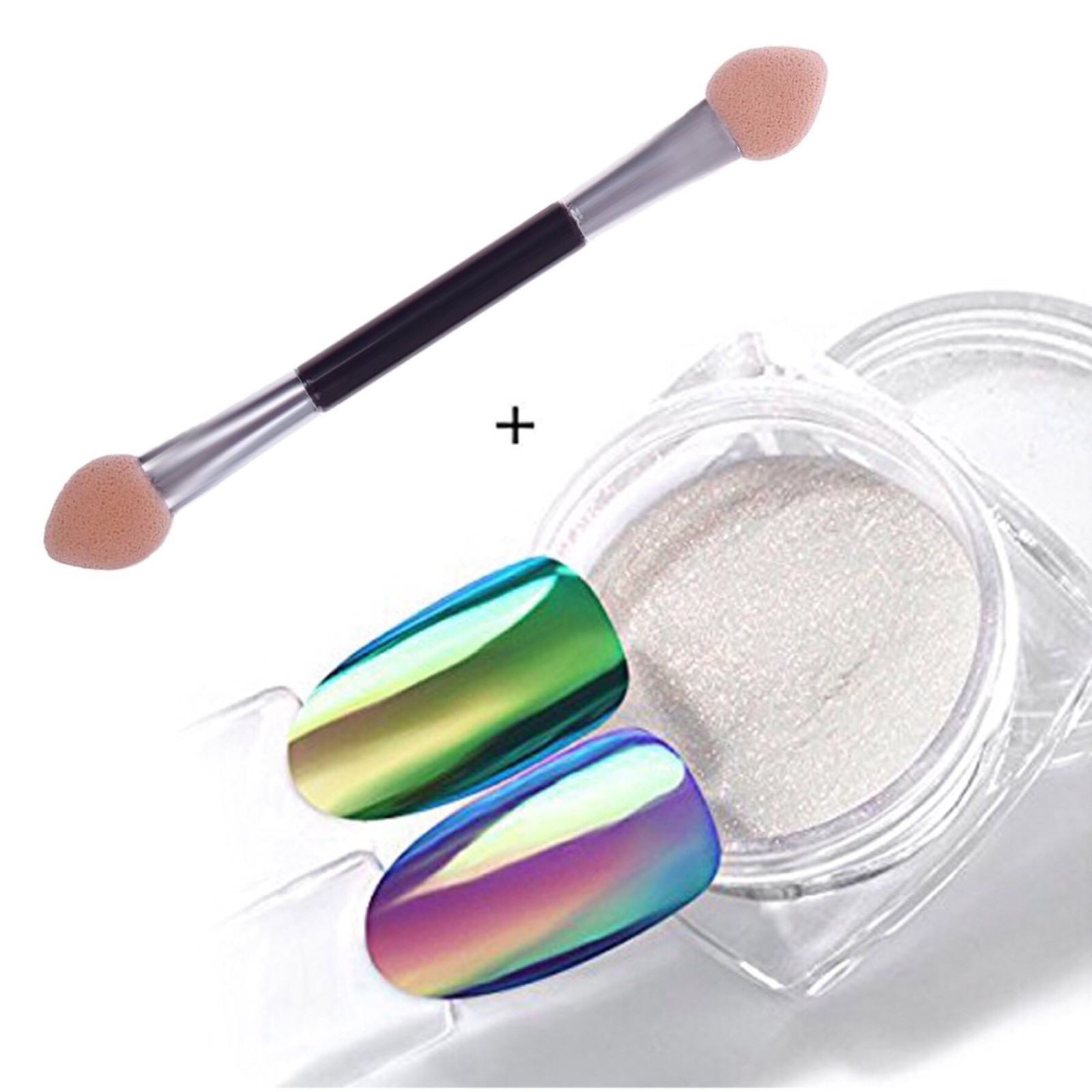 AURORA NAIL POWDER Mirror Effect CHROME Nail Art Mermaid Rainbow AB (Opal6) Uk