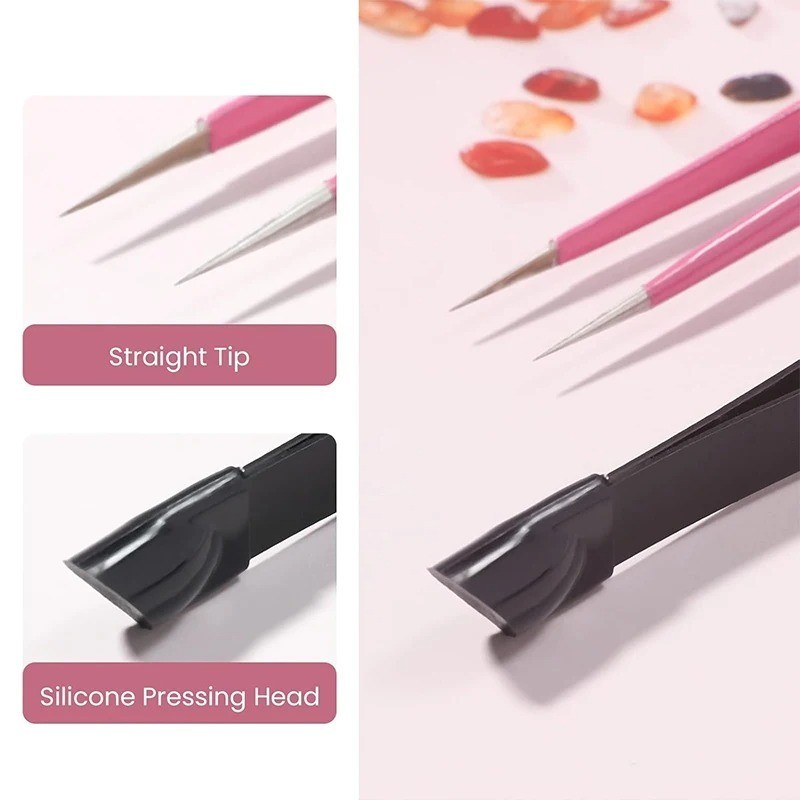 Durable Nail Tweezers With Silicone Press Head For Nail Salon