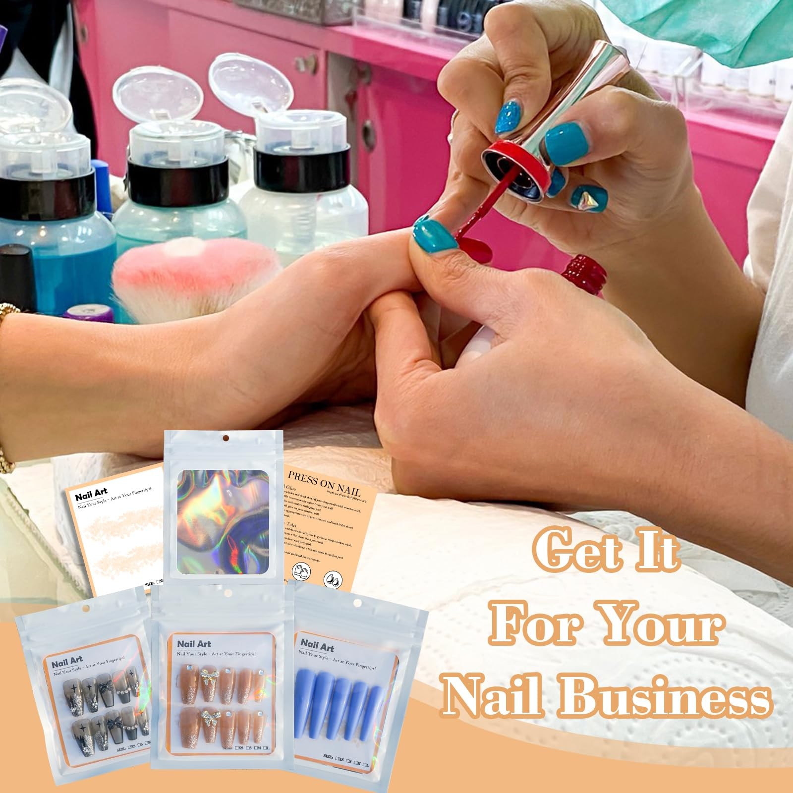 202pcs Press on Nail Packaging Bag Set(White, 100)