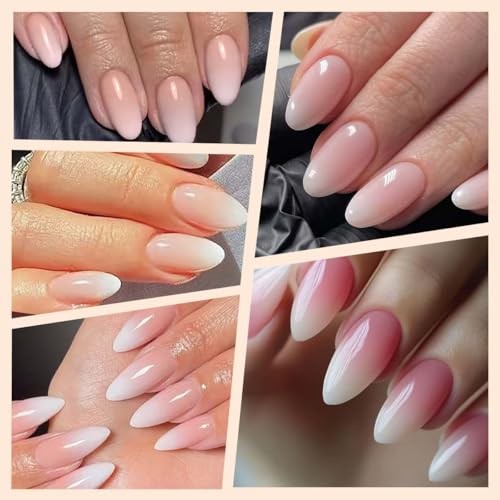150Pcs Ombre Press on Nails Almond Fake Nails Nude Pink Gradient Medium Style 1