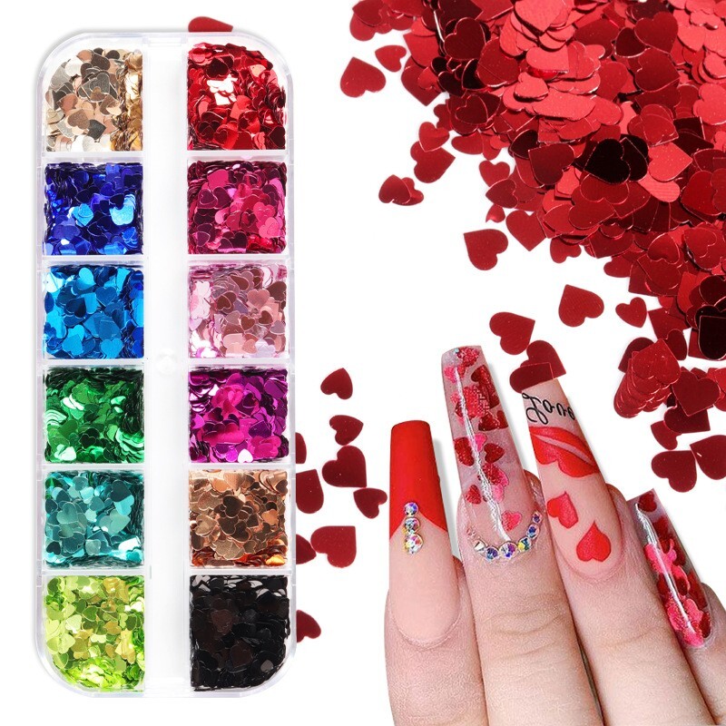 Multi-Color Heart Love shape Nail Art Sequin Glitter Flakes DIY Decor for Nails