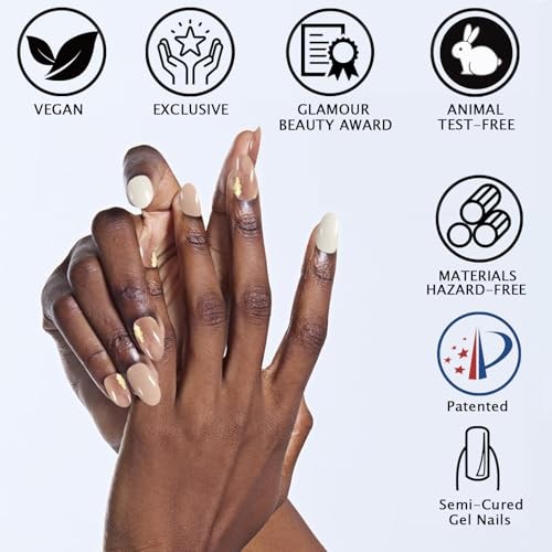 Gold Semi Cured Gel Nail Strips UV/LED Light Needed 20Pcs Cream 29-gold Cream