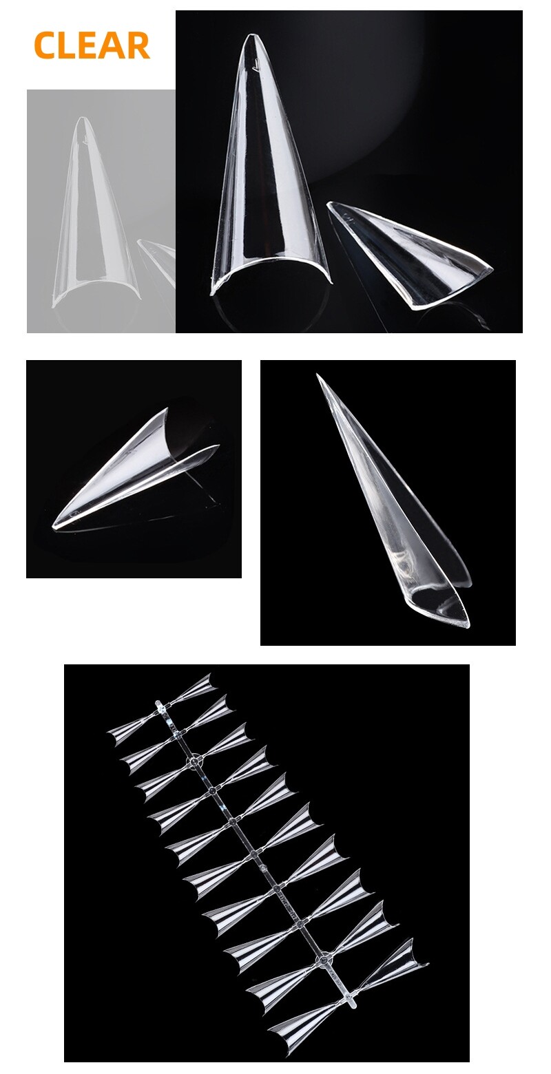 500PCS Half Cover French STILETTO FALSE NAILS Salon Manicure DIY Extension Tips