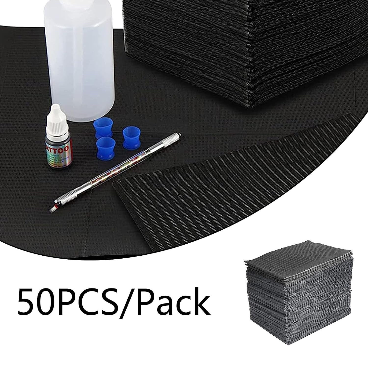 Nail Table Mats Disposable Nail Art Paper Towels,50PCS Black Waterproof 3 Ply Na