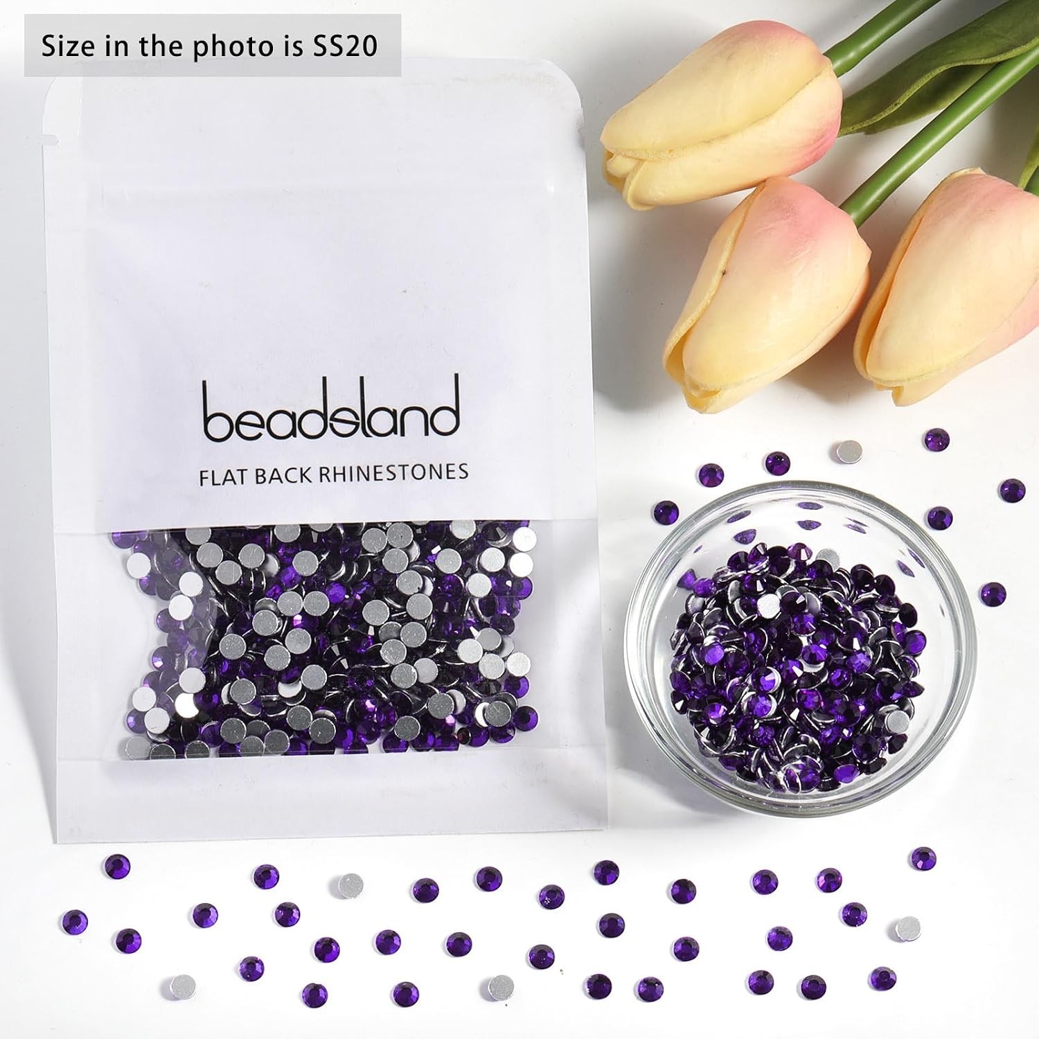 Flat Back Crystal Rhinestones Round Gems Purple Nail Art Rhinestones SS12 Size