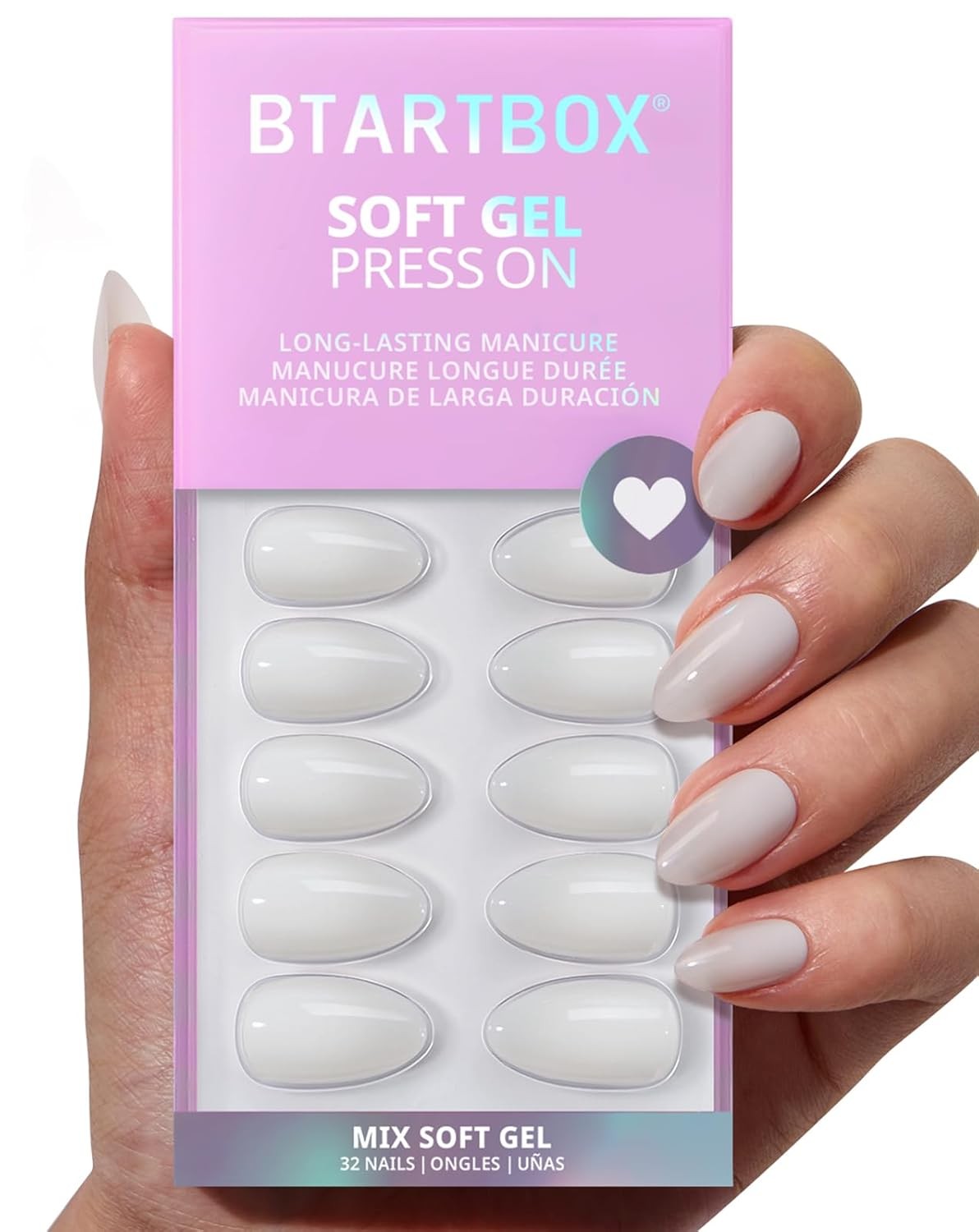 White Press On Nails Short – Soft Gel Press on Nails Almond