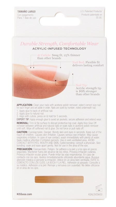 BL Kiss Salon Acrylic French 28 Count Long Length Nude X 3 Packs