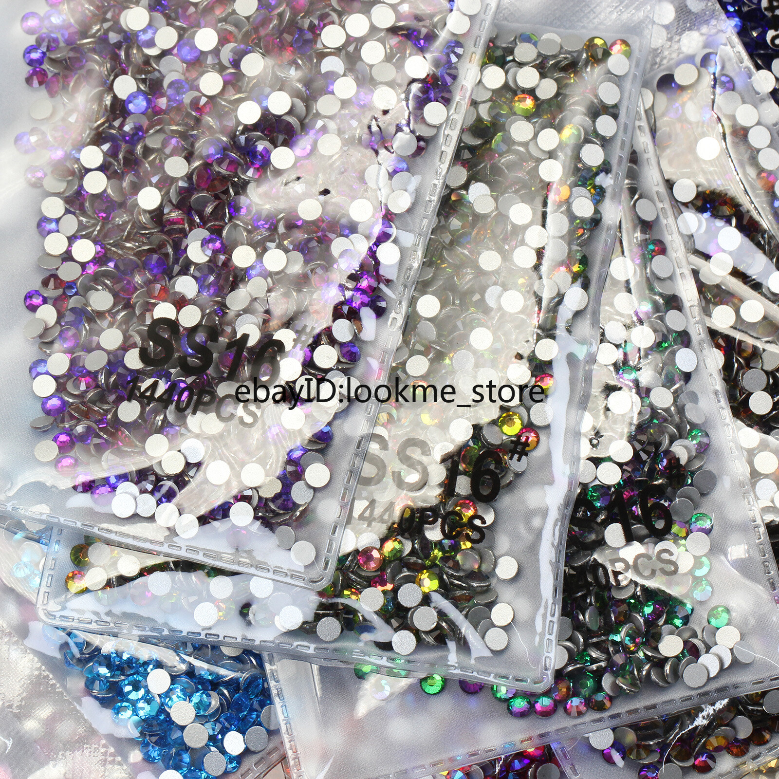 1440pcs 4mm (ss16) Crystal Glass Rhinestones Flatback Gems Nail Art Crafts Decor