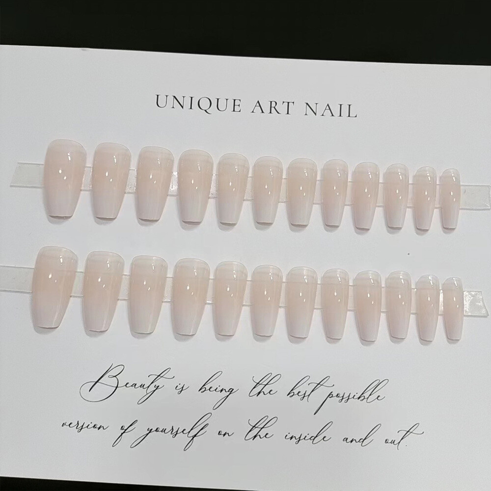24pc Long Square Press-on Nails Full Cover Long False Nails Rectangle Nail Tips
