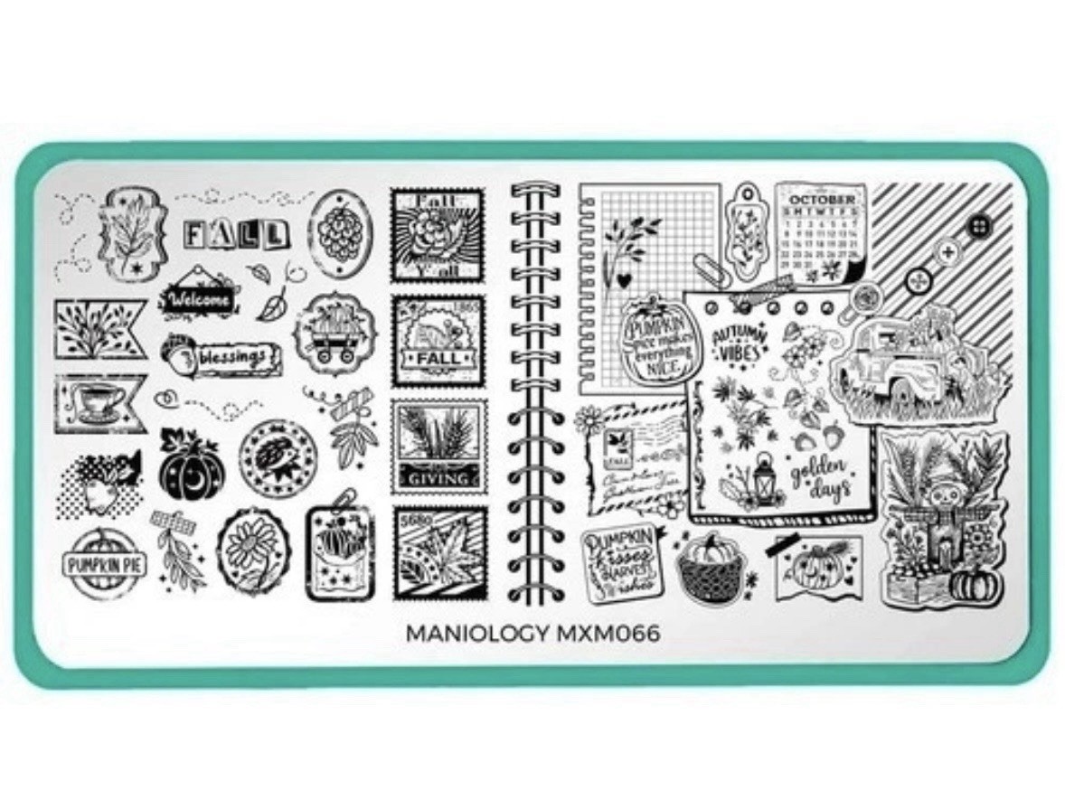 Maniology MXM065 & MXM 066 Autumn Memories Nail Stamping Plates + Cuticle Tape