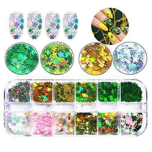 St. Patrick’s Day Nail Art Glitters Green Clover Flakes Nail Sequins 3D