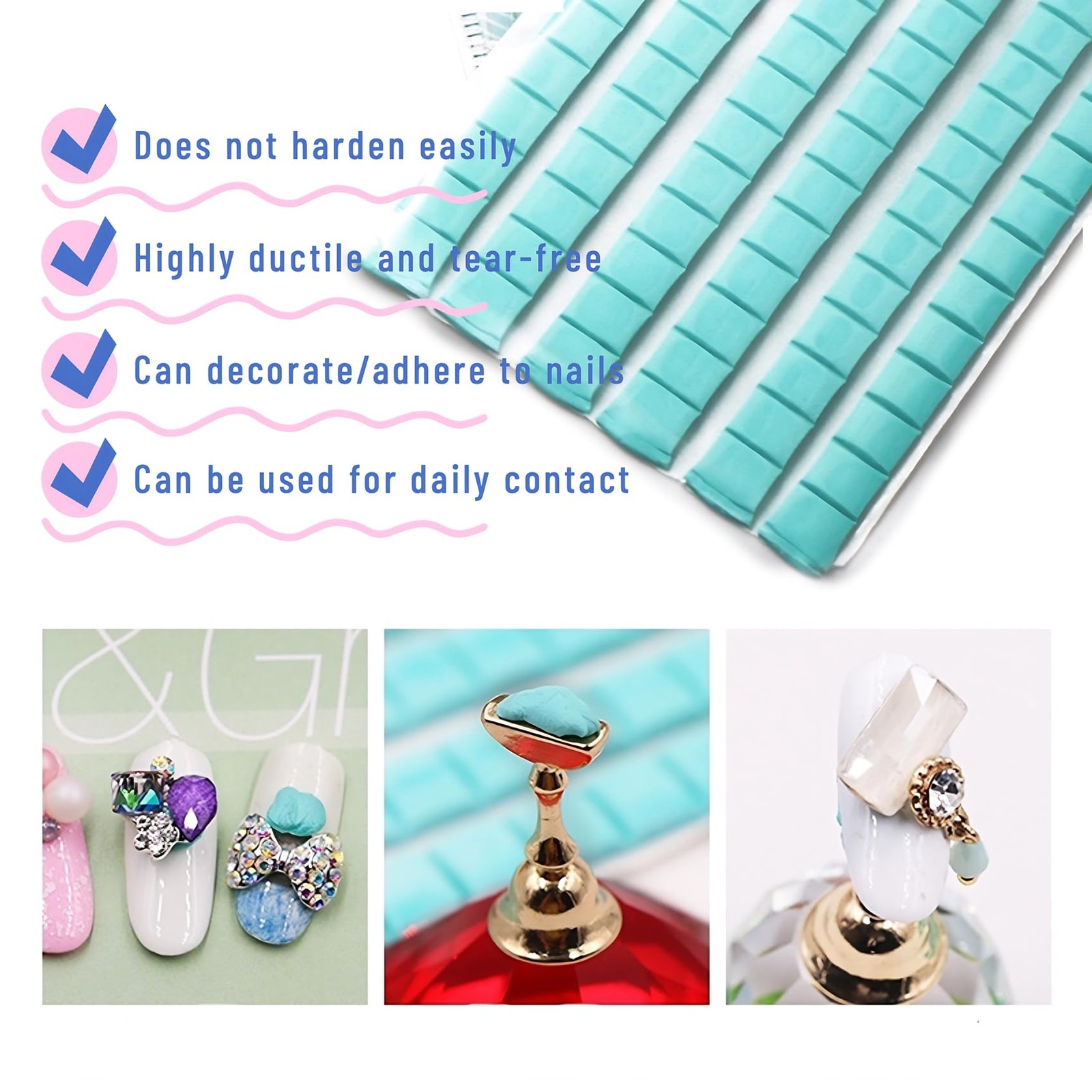 Gueiddi Reusable Nail Art Clay, Nail Glue Clay DIY Professional Fake Nail Tip…
