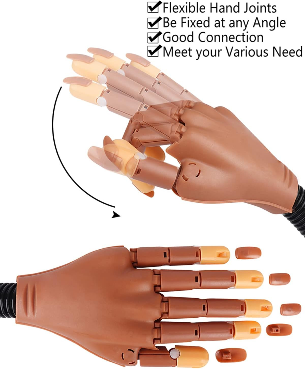 Practice Hand for Acrylic Nails,300 Pcs Nail Tips Flexible Training Ha
