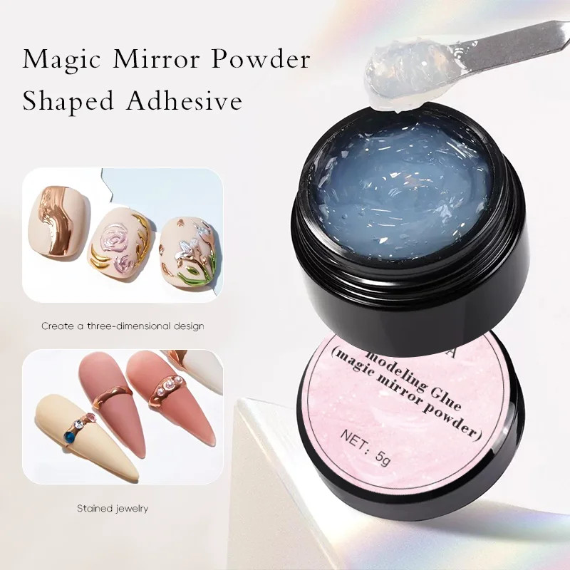 5Ml 3D Clear Nail Gel Mirror Powder Set for Metallic Three-Dimensional Nail Art