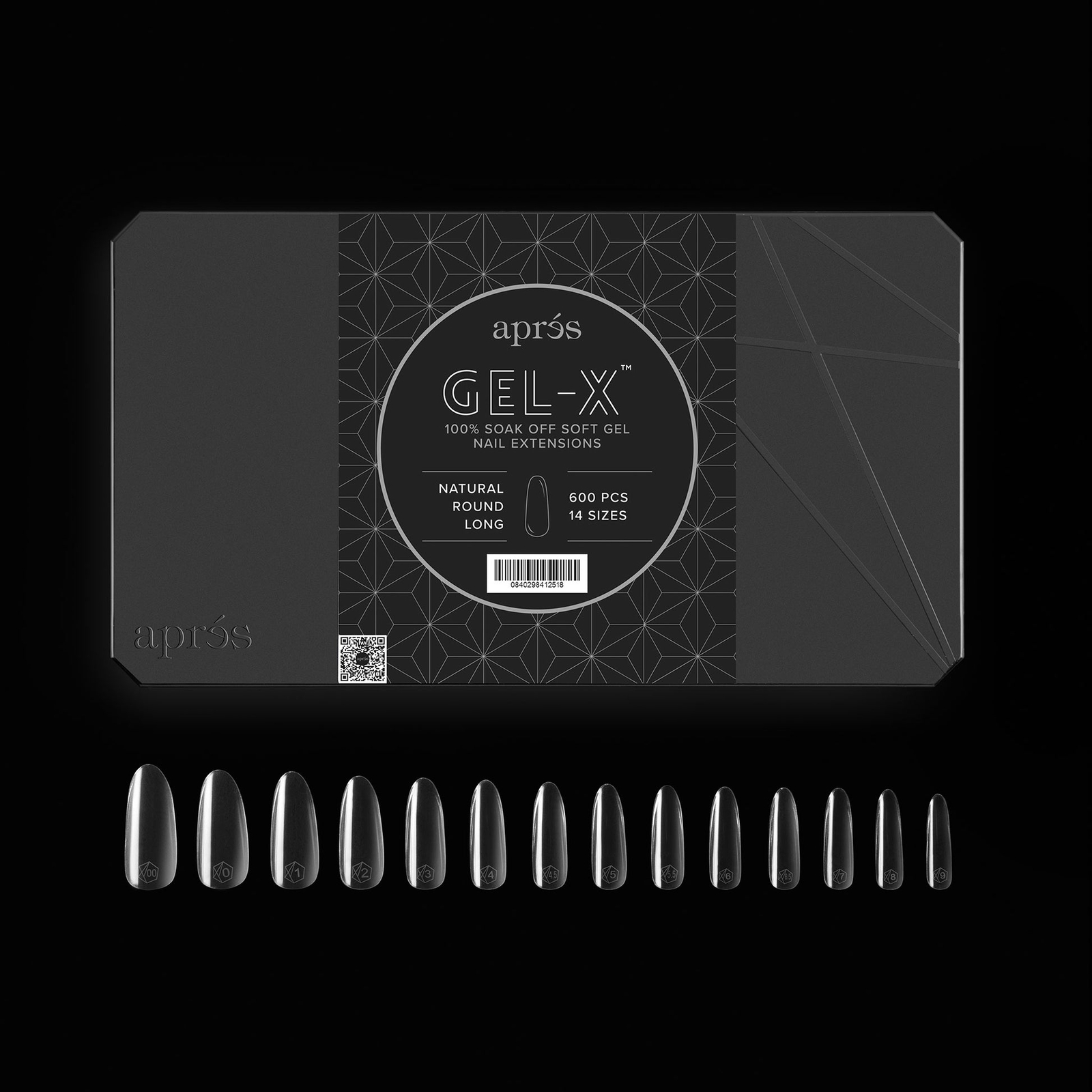 Apres Gel-X Natural Round Long Tips Box 14 Sizes 600pc