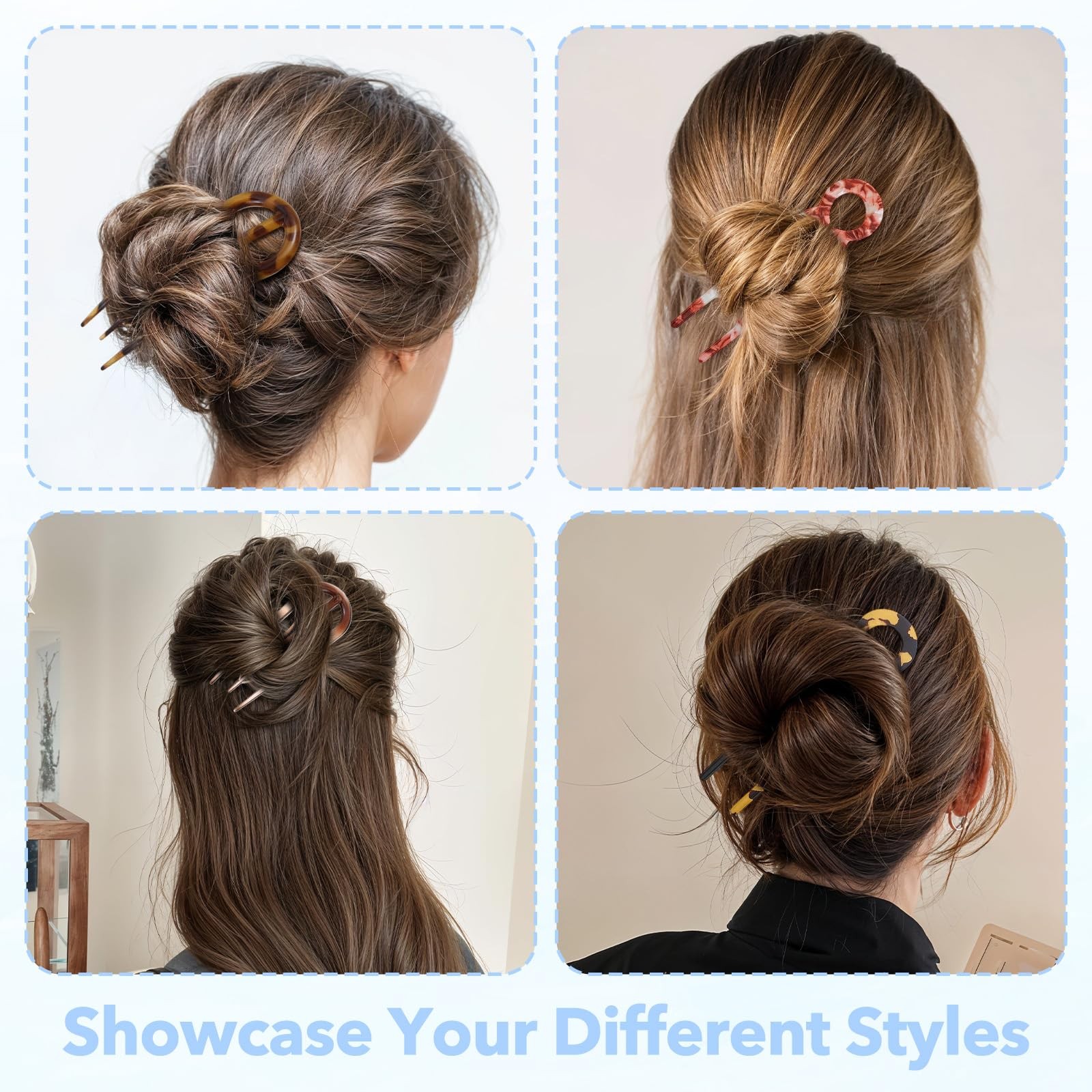 6Pcs Hair Pin for Women, Prestige French 6 Count (Pack of 1), brown，pink