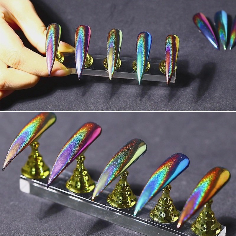 NEW CHAMELEON PEACOCK 12 colours HOLOGRAPHIC Nail Art Powder Nails Mirror Chrome