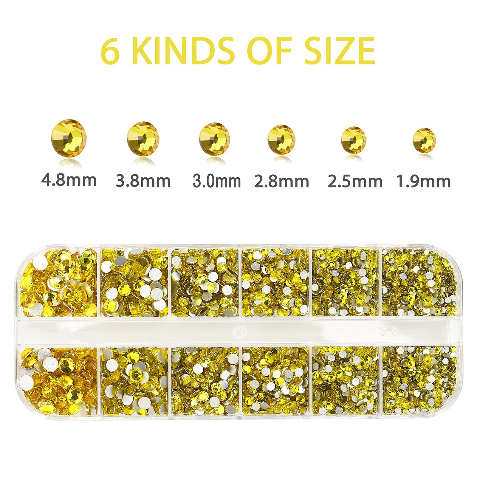 2400Pcs Lemon Yellow Flatback Rhinestones for Crafts,Nail Gems Glass Flatback…