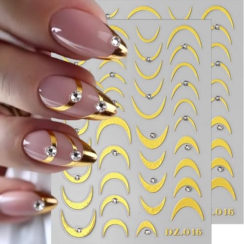 French Golden Line Nail Art Stickers – 4PCS Bronzing Mirror Gold Line Style9
