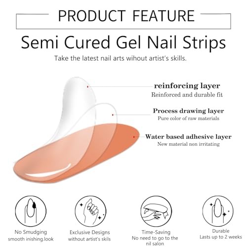 2 Sheets Brown & Nude Marble Semi Cured Gel Nail KIT4-2*Brown & Nude Marble