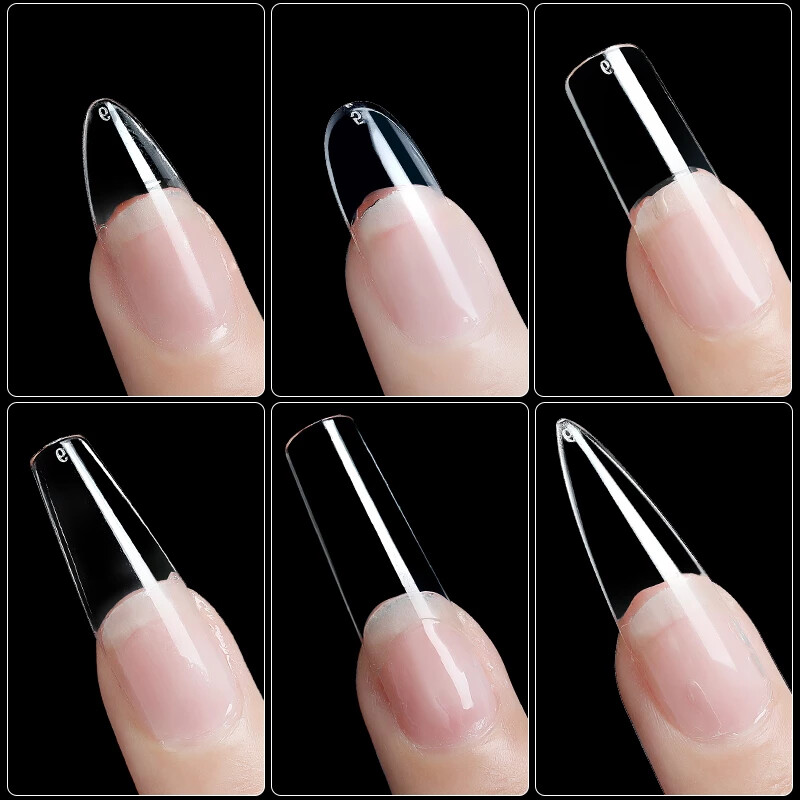 504 pcs Nail Tips GEL Extensions Full Cover ✨SQUARE COFFIN ALMOND🔥 SOFT GEL