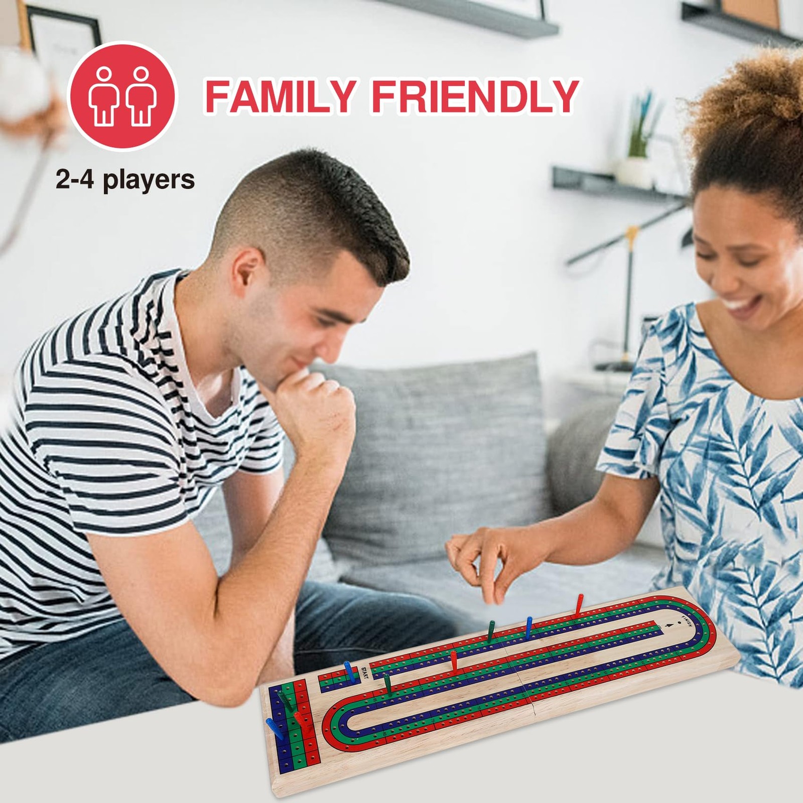GOTHINK Folding Cribbage Board Game Set, Classic 14.5×3.5 inches,