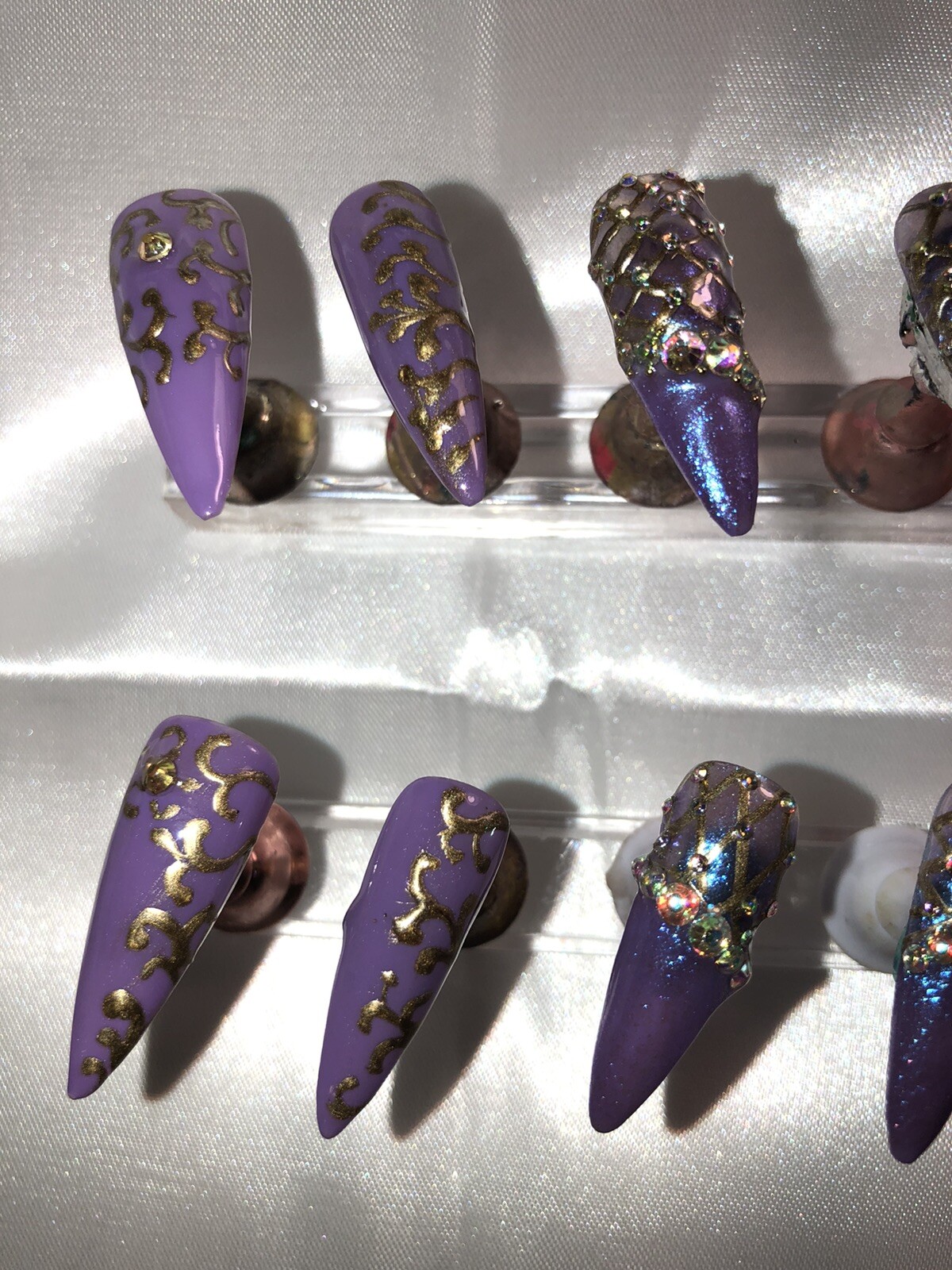 Z NAILZ! Gorgeous Set Of Handmade Custom Press On Nails| MARDI GRAS