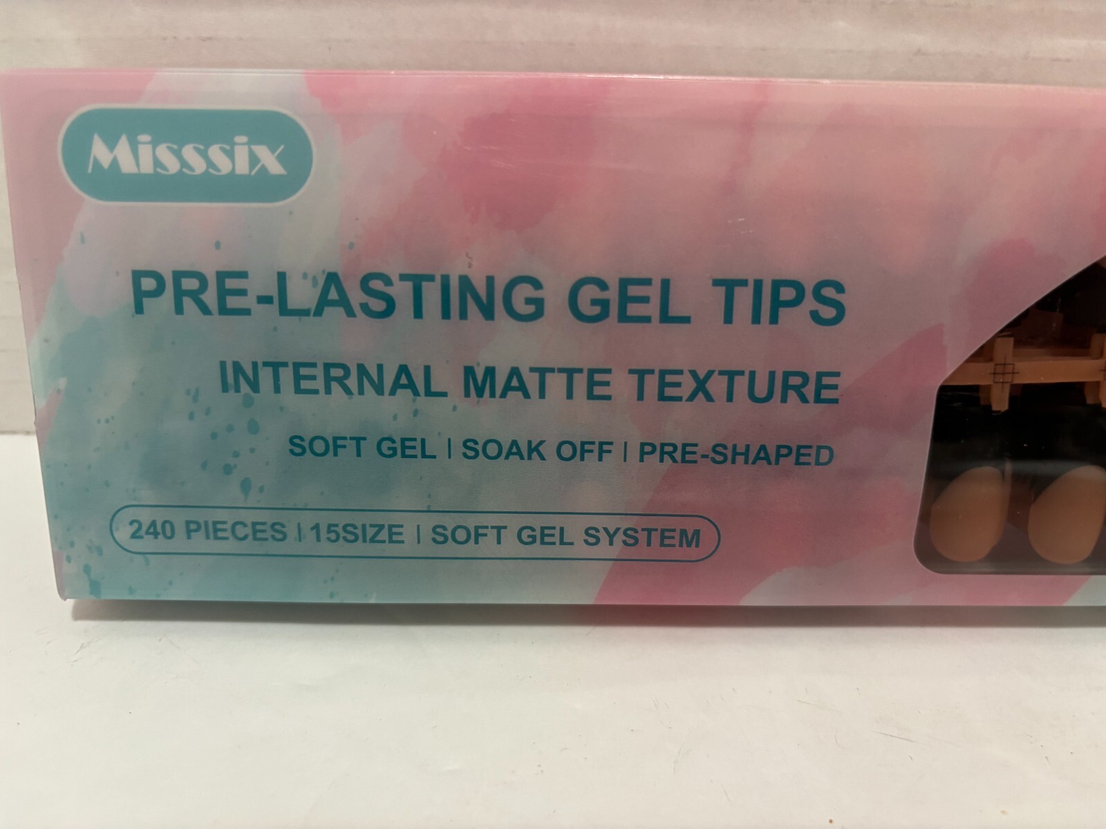 Misssix French Gel Nail Tips, 240 Count (Pack of 1), A-Long Square Black