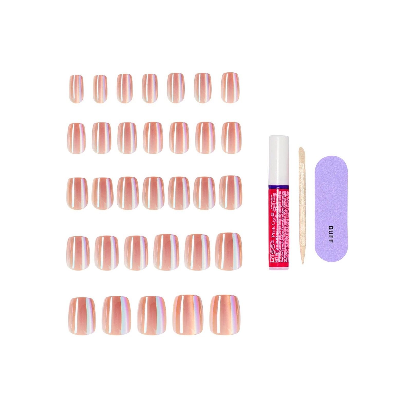 Glam, Press On Nails, Nail glue included, ‘Golden Hour Affairs’, Pink, Short …
