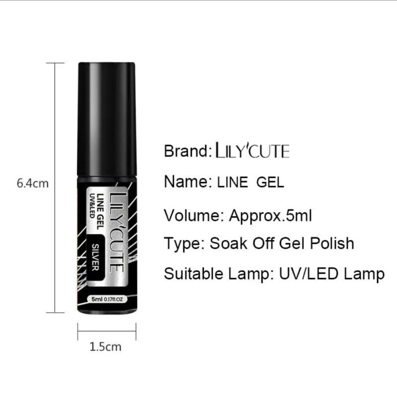 LILYCUTE Metallic Liner Nail Gel Polish Solid Colours Glitter Art Pen Painting