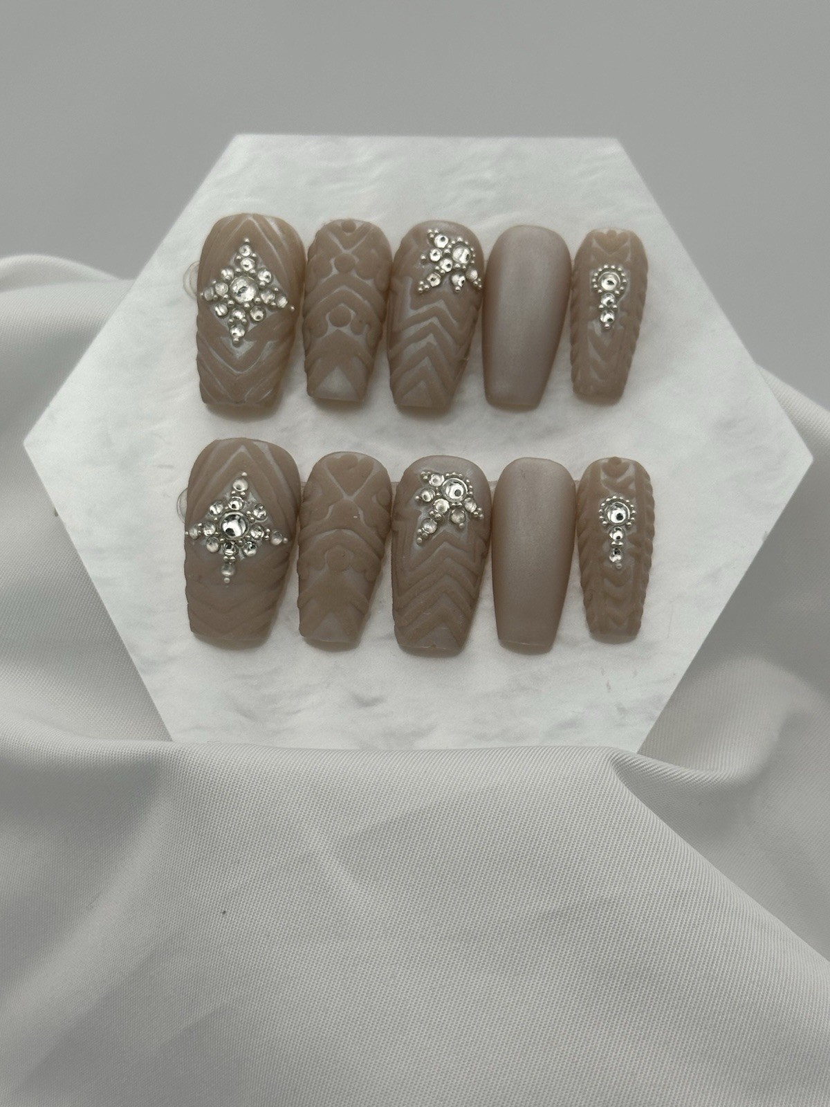 Handmade Gel Press On Nails “Dazzling” Sz Sm #0661