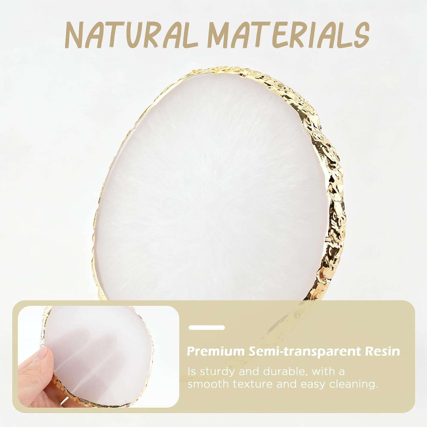 Resin Nail Art Palette Gold Edge Polish Plate Color Mixing Palette for DIY Nail