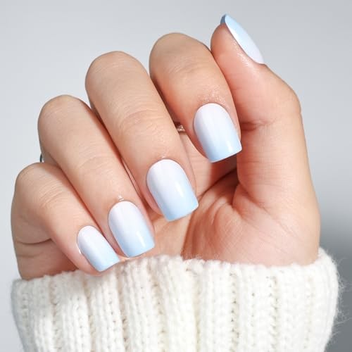 Ombre Press On Nails Square – Light Blue Short – 5A – Blue Ombre