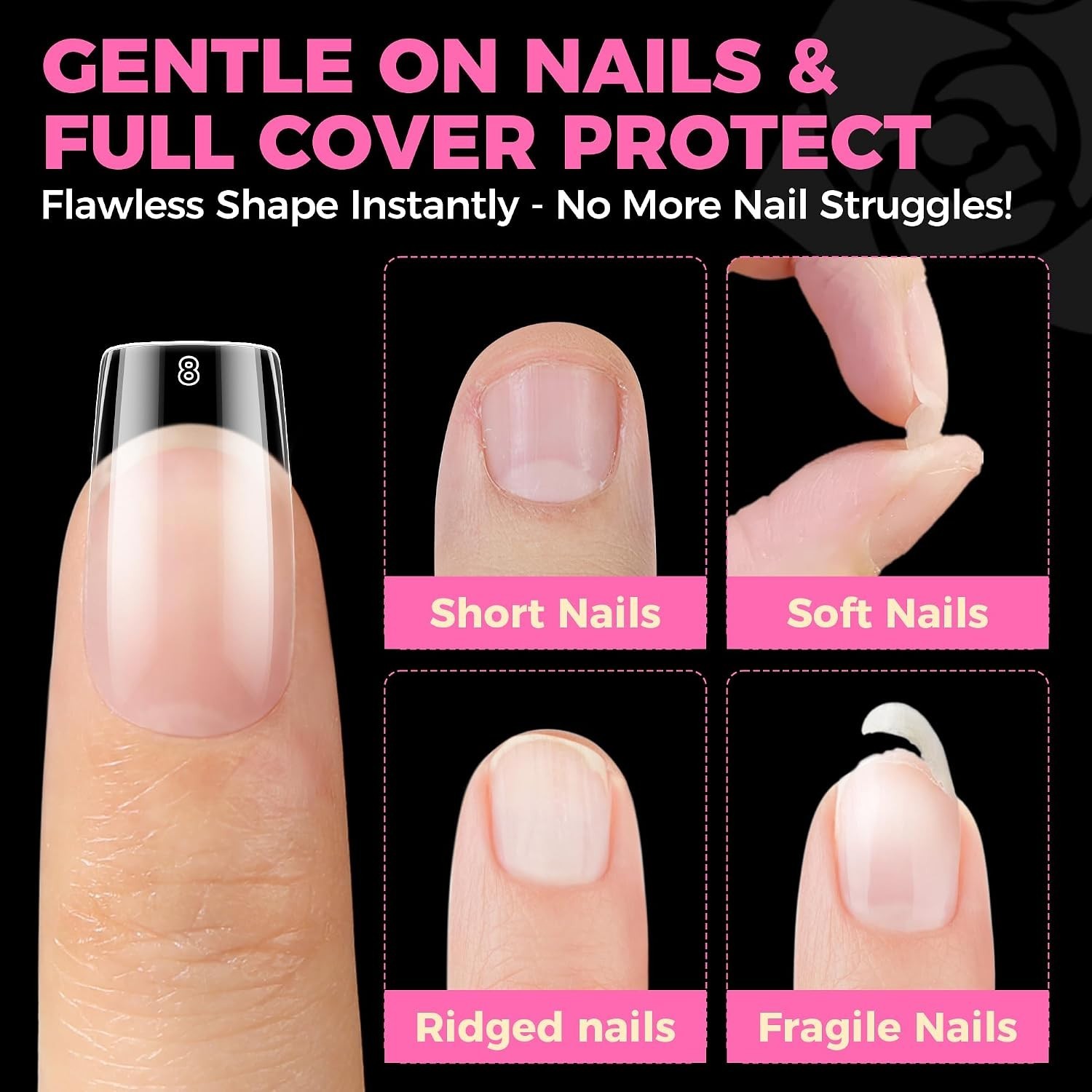 Short Square Gel Nail Tips, 504PCS Full Coverage – Perfect for Home Salons