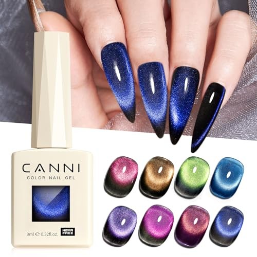 8 Pcs 9 ML Cat Eye Gel Nail Polish Set, Red Purple Pink 8Pcs Cat Eye -F Set
