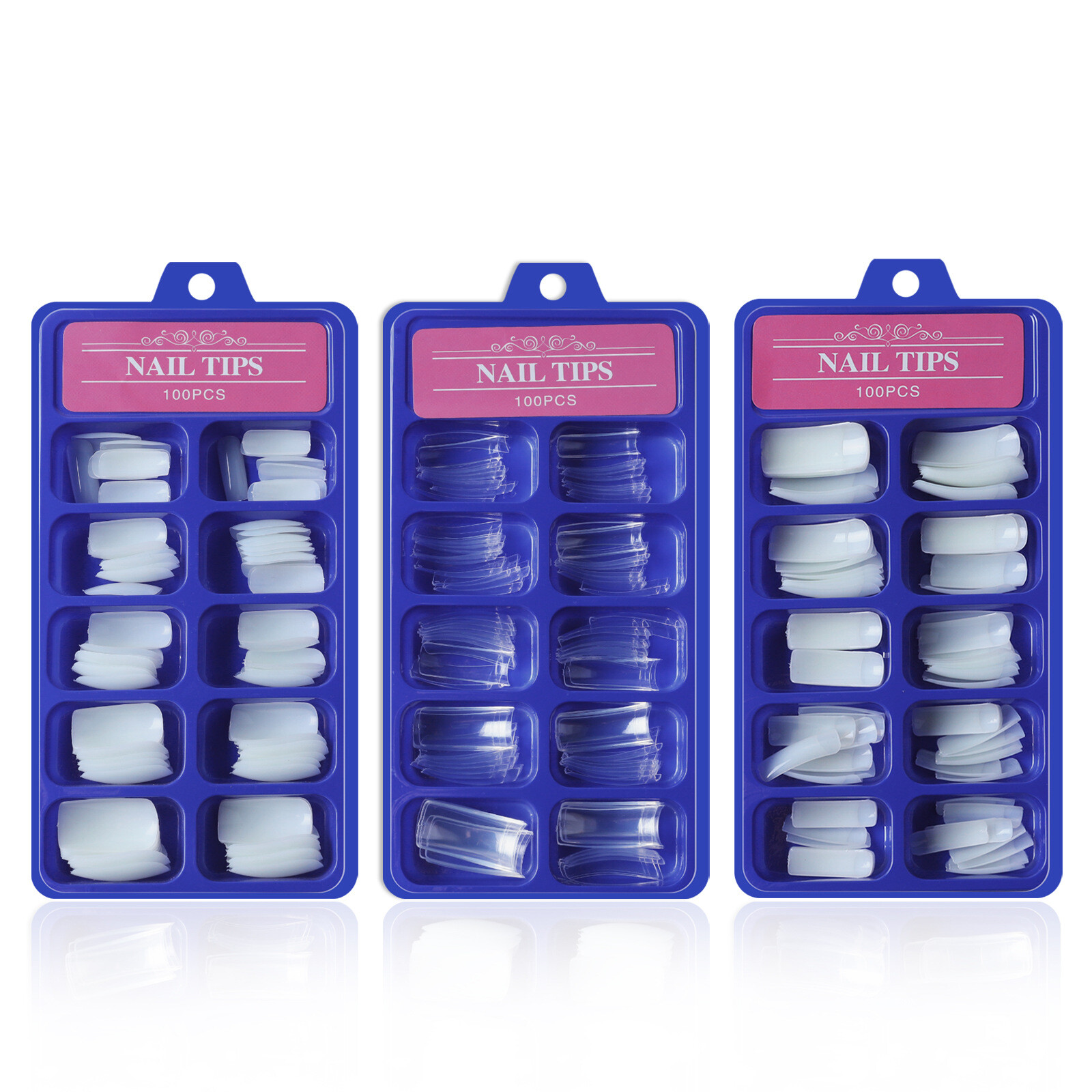 100 Pcs False Acrylic French Half Cover Artificial Fake Nails Tips Clear Natural