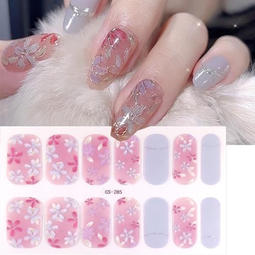 6 Sheet Spring Summer Nail Gel Stickers Self-Adhesive Flower Nail Stickers-5