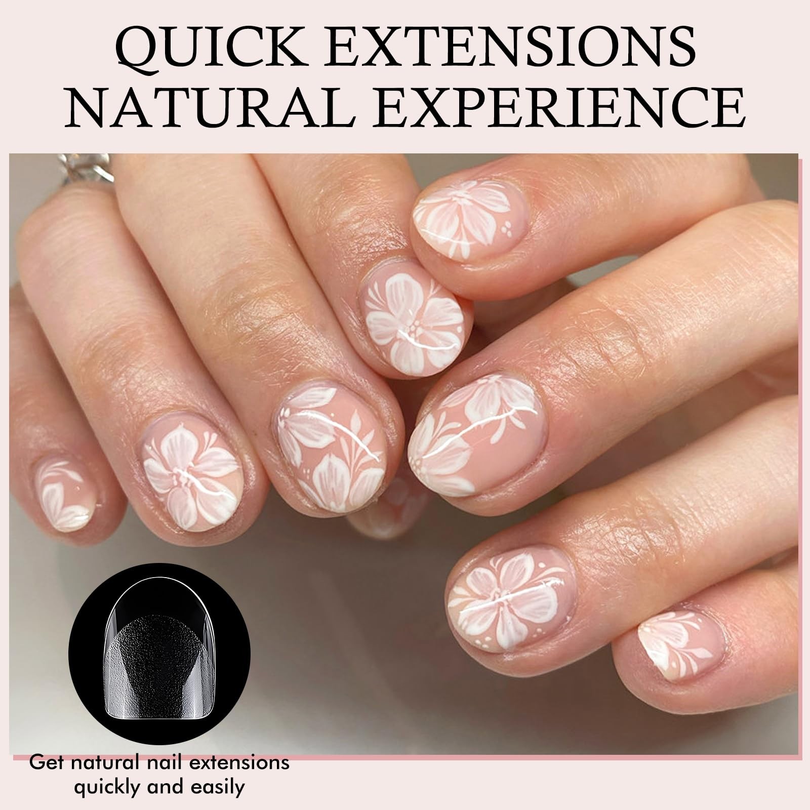 Lifextol 300pc Oval Gel Nail Tips Short Fake Nails for Press 12 Sizes, clear