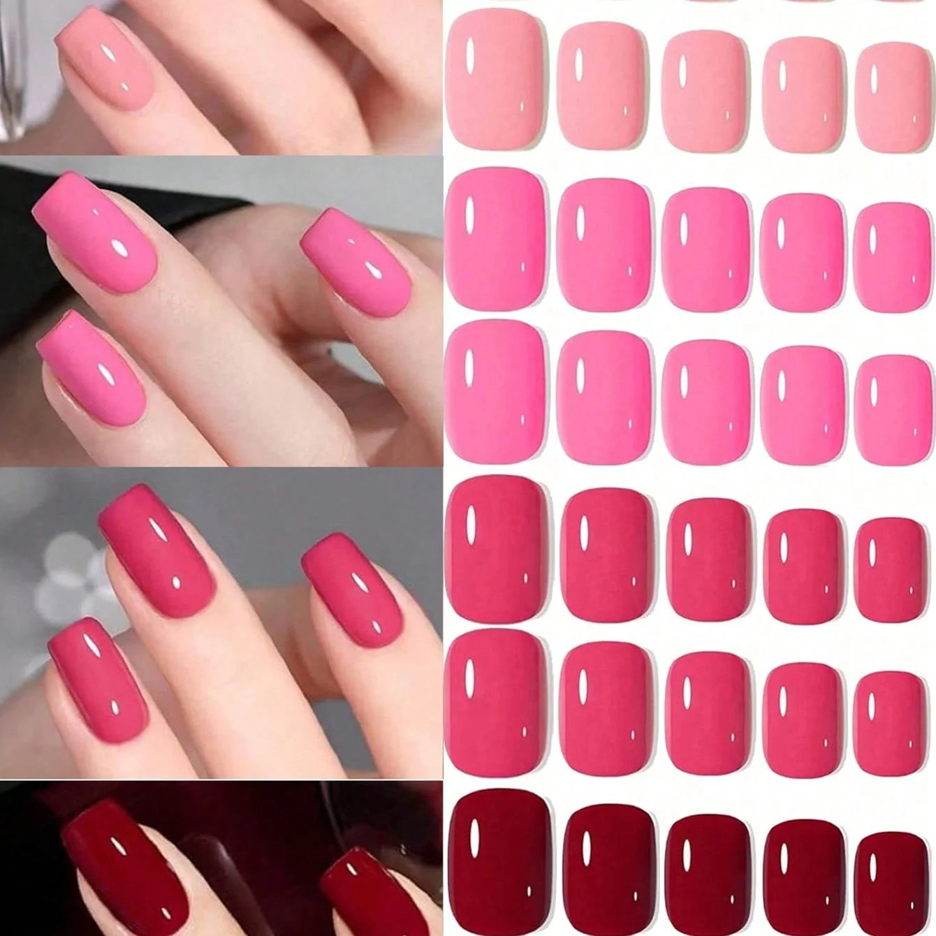 96PCS Matte Style Medium Square Solid Color Coffin Acrylic Fake Nails Nail Art